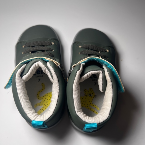 Ten Little size 7 Toddler Kids High Top Sneakers in Green Velcro straps - Picture 6 of 8